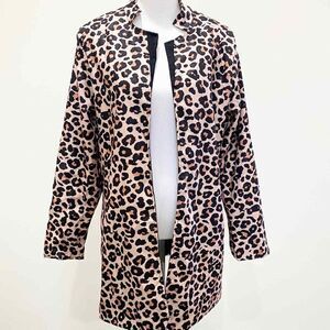 Womens pink champagne leopard animal print jacket one size open front mob wife